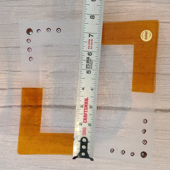 Vintage MCM Murano Italy Art Glass Tray Trinket Dish Orange Clear - Picture 11 of 11